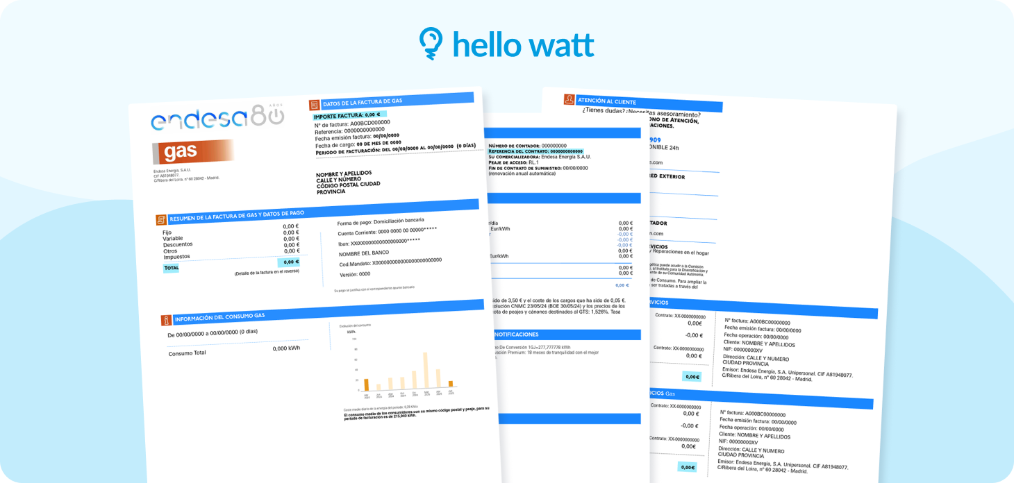 Factura de gas de Endesa