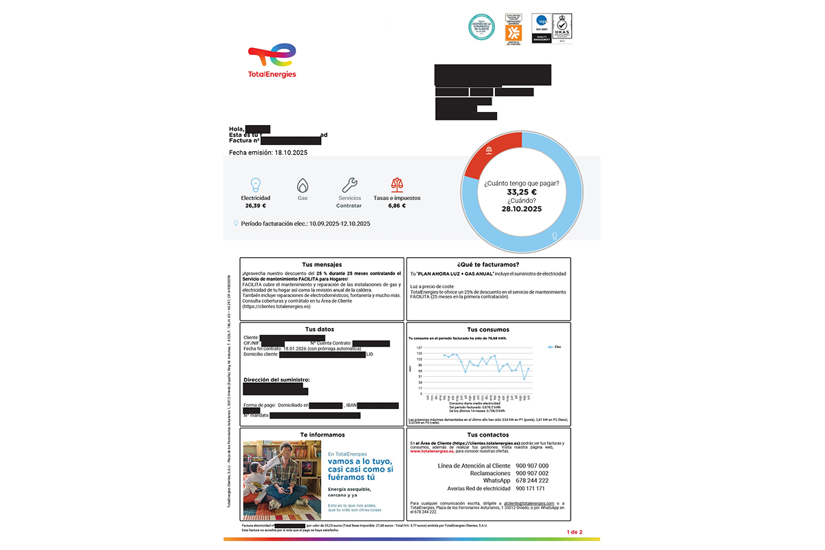 Las facturas online de totalenergies