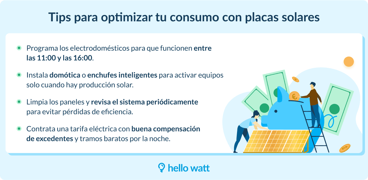 Infografía de Hello Watt con consejos para optimizar las placas solares