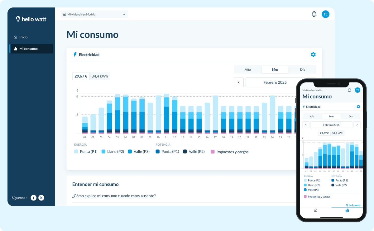 visualización de la sección mi consumo