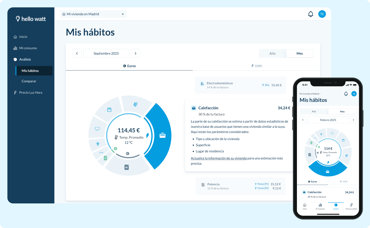 visualización de la sección mis hábitos