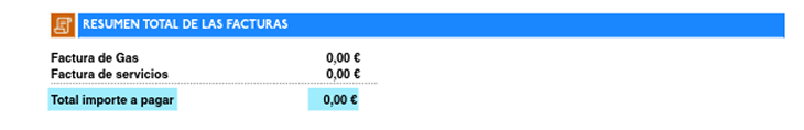 Resumen total de la factura de gas de Endesa