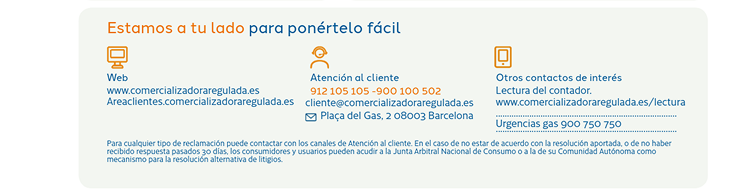 Información de contacto y canales de atención al cliente de Gas & Power