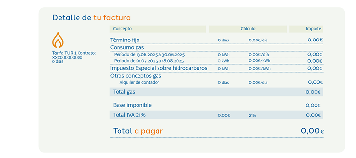 Detalle del importe y conceptos de tu factura de gas de Gas & Power